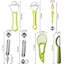 Ensemble de cuillères à melon 5 pièces, coupe-fruits 4 en 1 en acier inoxydable, cuillère à melon double face, coupe-avocat, couteau à découper la pastèque pour séparateur de pulpe