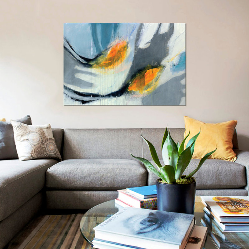 Avalanche par Sidsel Brix - reproduction d'art sur toile, H 18 po x l 26 po x P 1,5 po, Toile avec cadre noir, Pas de tapis