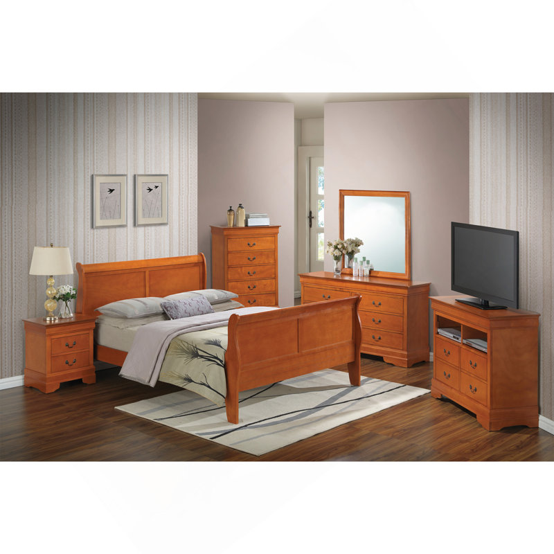 Charmant lit double traditionnel en chêne, Full, Oak
