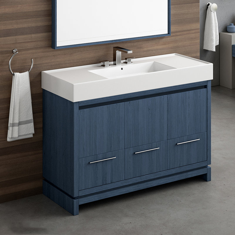 Aquaotto 48.12'' L Bathroom Sink, 0 Hole