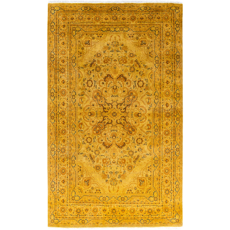 Overdyed Hand-Knotted Wool Modern-Contemporary Gold Area Rug 4' 8" x 7' 4"
