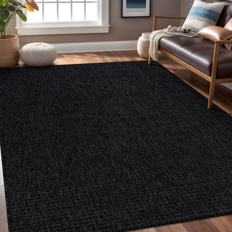 Tapis d'intérieur gris foncé Nadene, Rectangulaire 8 pi x 10 pi
