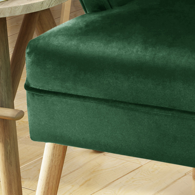 Michaela Mid Century Tufted Accent Chair, Emerald Velvet