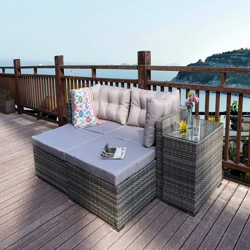 4 - Person Wicker Patio Dining Set with Square Table