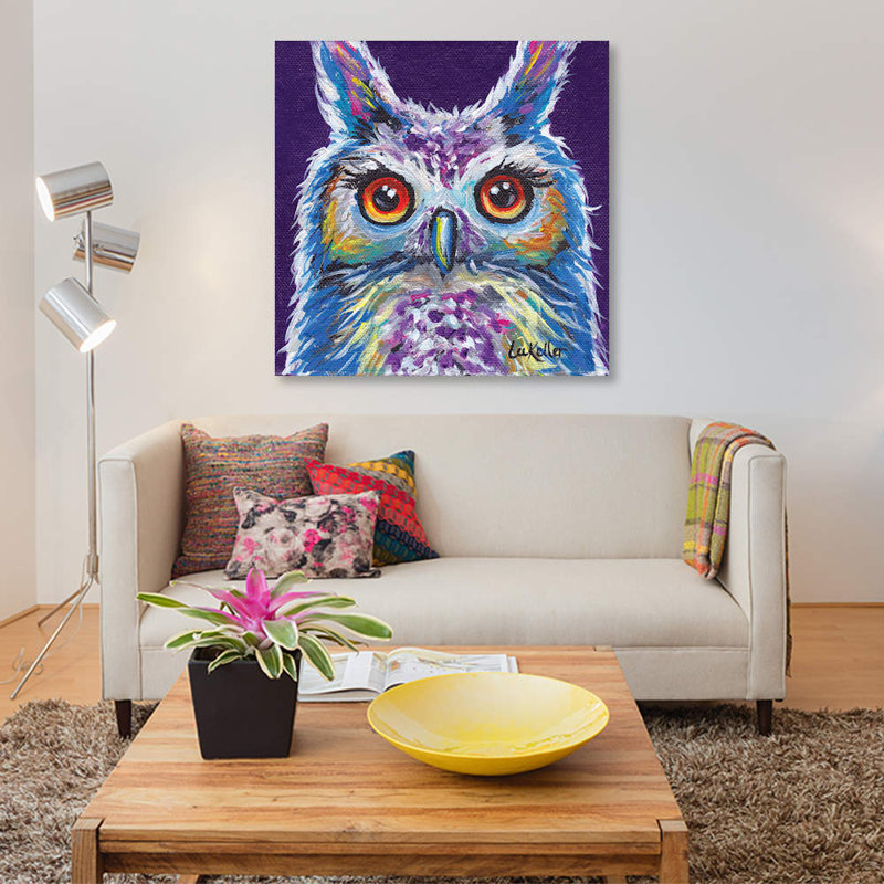 « sasha the hibou » par hippie hound studios, reproduction d’impression sur toile tendue, H 26 po x l 26 po x P 1,5 po