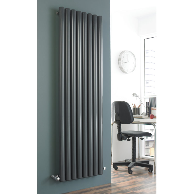 Andy Vertical Designer Radiator, Grey, 88.5cm H x 60cm W x 11.9cm D