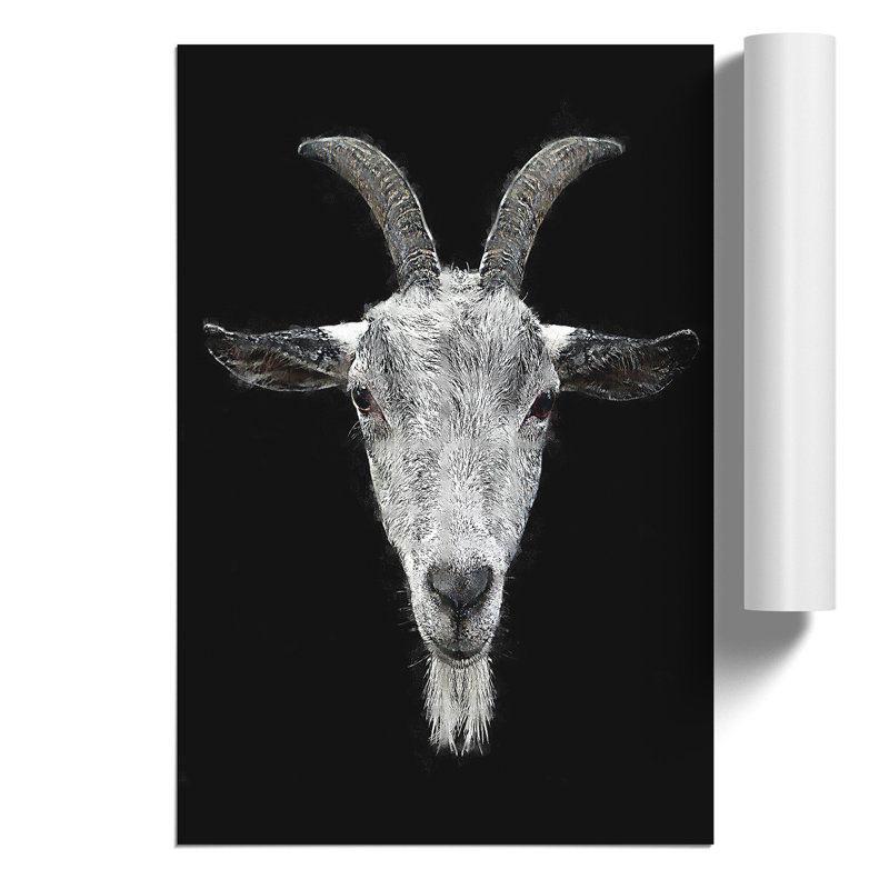 White Goat Painting - Frameless Print, 42cm H x 30cm W x 0.1cm D