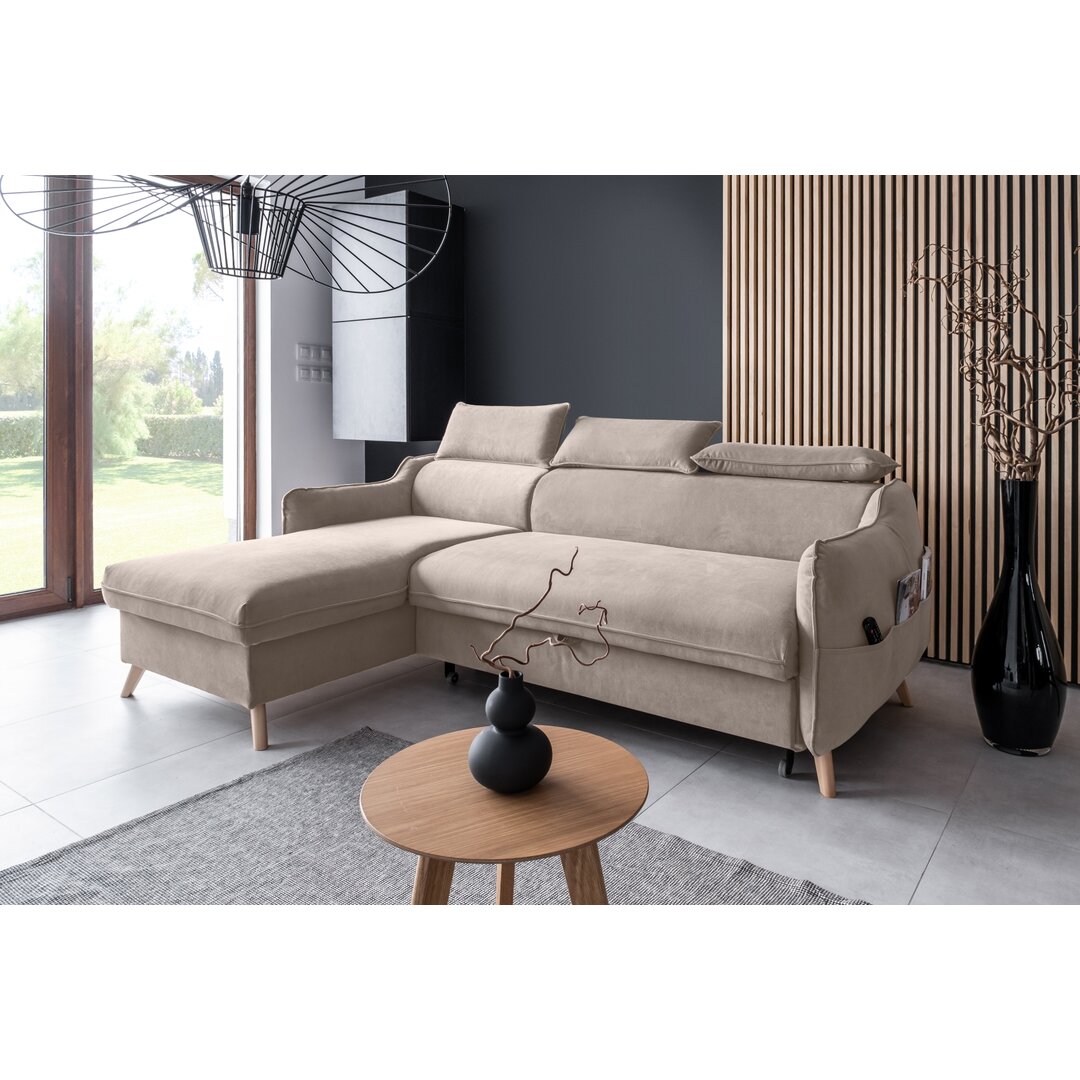 Ecksofa Henry aus Samt mit Bettfunktion