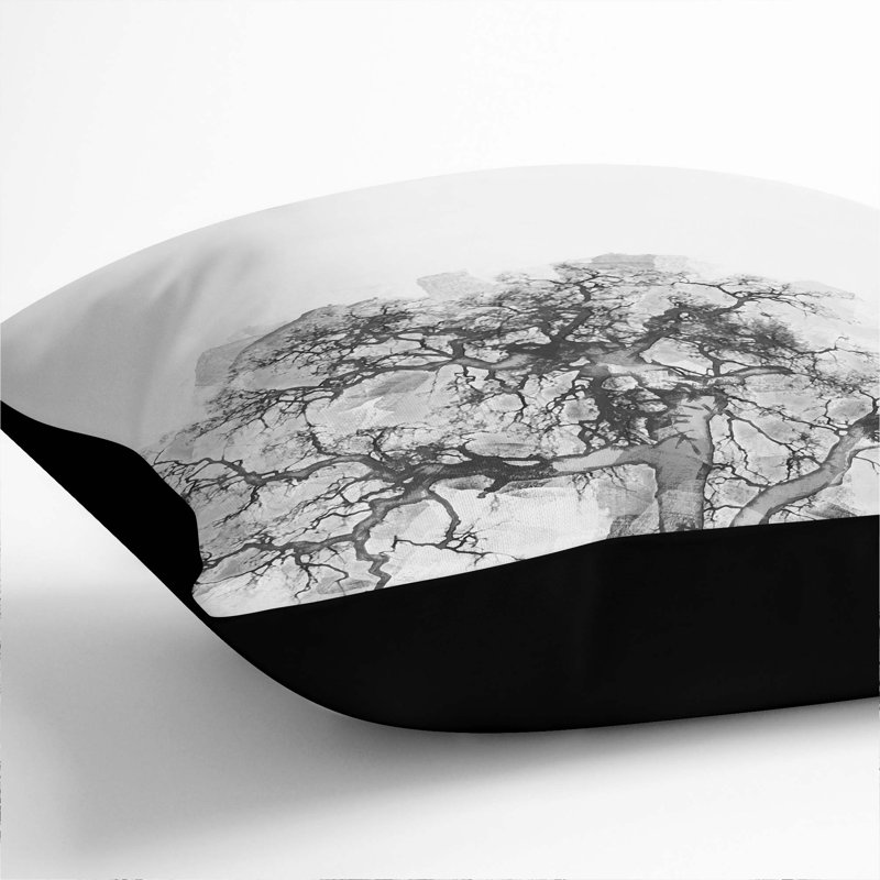 Floral Square Throw Cushion, 55cm H x 55cm W x 20cm D, Black