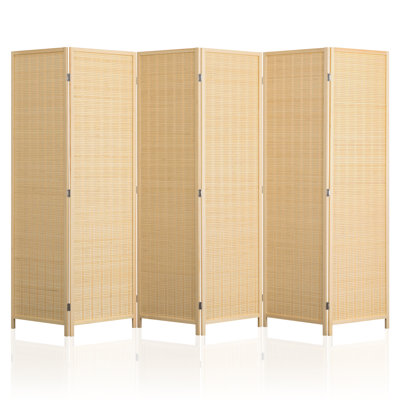 Bamboo Room Divider Screen – Folding Privacy Partition With Natural Wood Frame, Decorative Bamboo Panels For Home, Office & Patio – Available In 4, 6, by Bay Isle Home