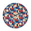 Blue, Red & White Polka Dots - Mid-Century Modern Wood Wall Clock-63892267