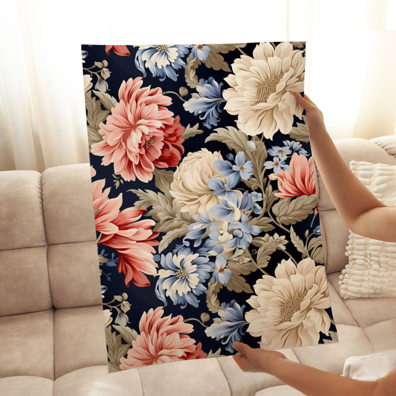 Impression d'art floral sans cadre, H 36 po x l 24 po