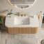30" Wall Mounted Single Sink Bathroom Vanity with Engineered Marble Top-1149367688