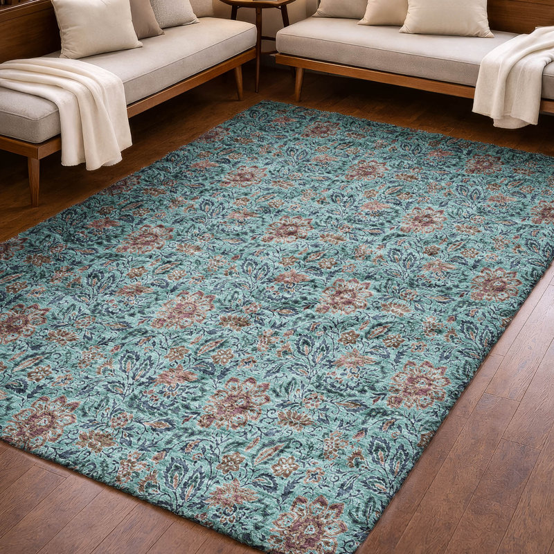Tapis à poil long de qualité supérieure lavable à la machine ADS660, Teal, 3 pi x 5 pi