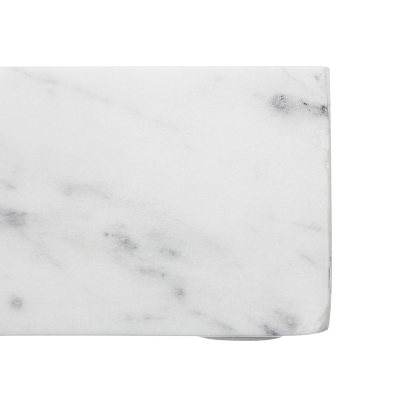 Decorative Tray With Raised Edges, 22 X 8 Rectangular White Marble