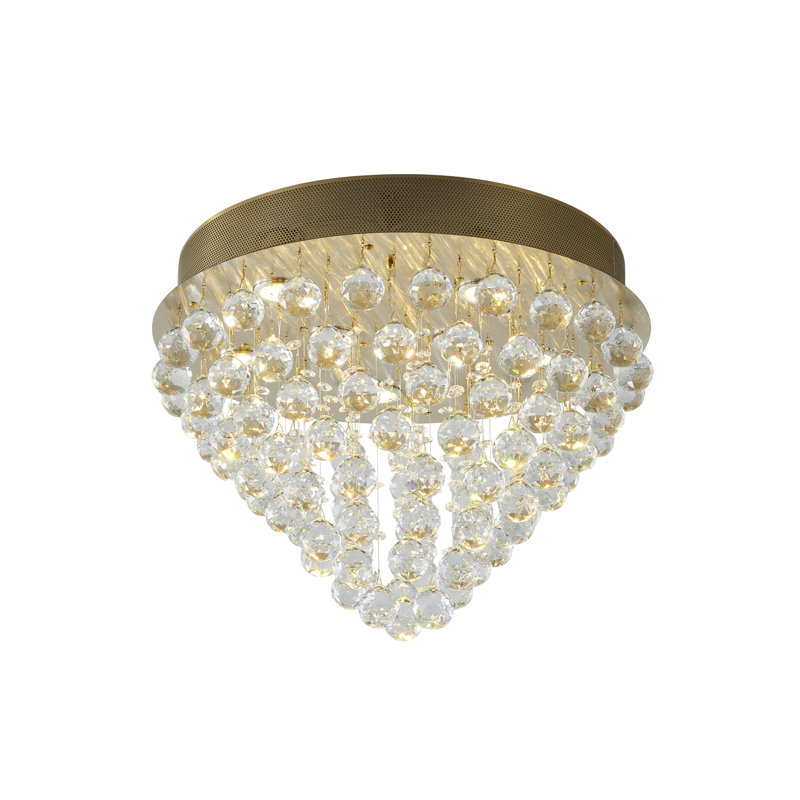 Plafonnier encastré en cristal 9 lumières Gurshan, Laiton
