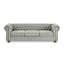 Canapé Chesterfield en lin capitonné avec accoudoirs rembourrés à 3 places avec garniture cloutée Chesterfield