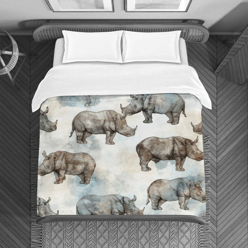 Housse de couette Rhinoceros, Housse de couette pour lit simple