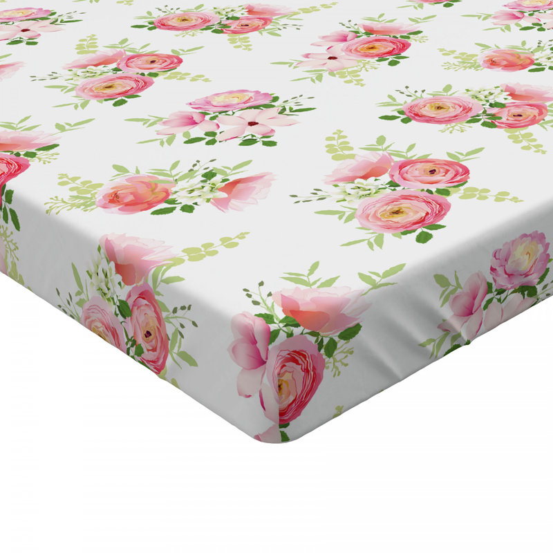 Microfiber Floral Fitted Sheet, Twin Fitted Sheet, Pink Floral 22
