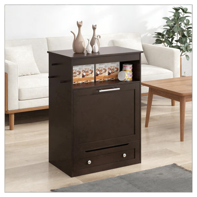 Station de ravitaillement pour chien avec tiroir coulissant et armoire à aliments Brown