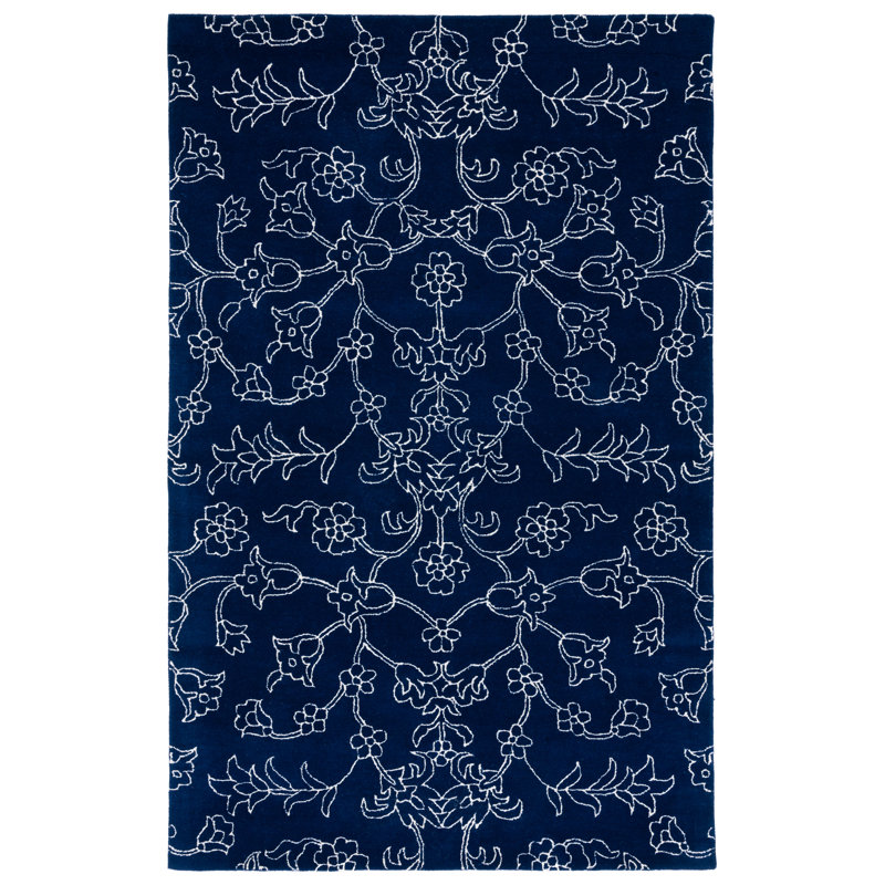 Fifth Avenue Hand Tufted New Zealand Wool Floral Rug, Rectangle 5' x 8'