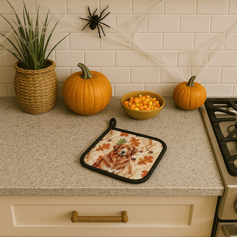 Paire de porte-casseroles d'automne rouge rouge