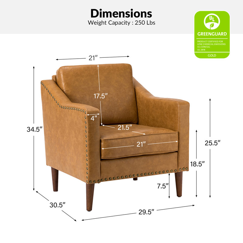 Fauteuil Almetia, Similicuir chameau