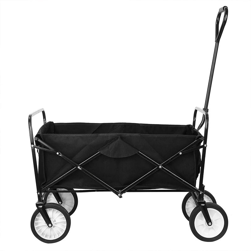 Chariot pliable noir avec roulettes - Capacité de 176 lb, chariot pliable pour le camping, le magasinage et le jardinage