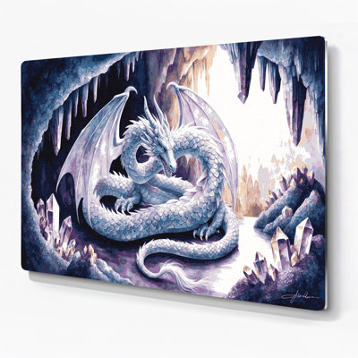 Art mural en métal Sci Fi Crystal dragon in cave
