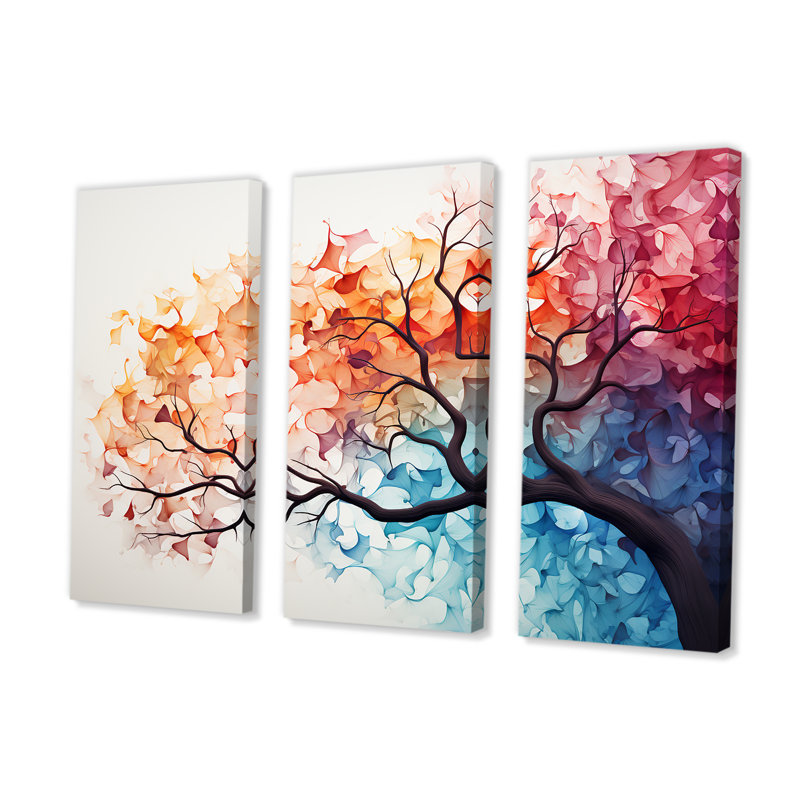 Maple Tree Colorful Abstraction I - Tree Maple Canvas Art Set, 28" H x 36" W x 1" D