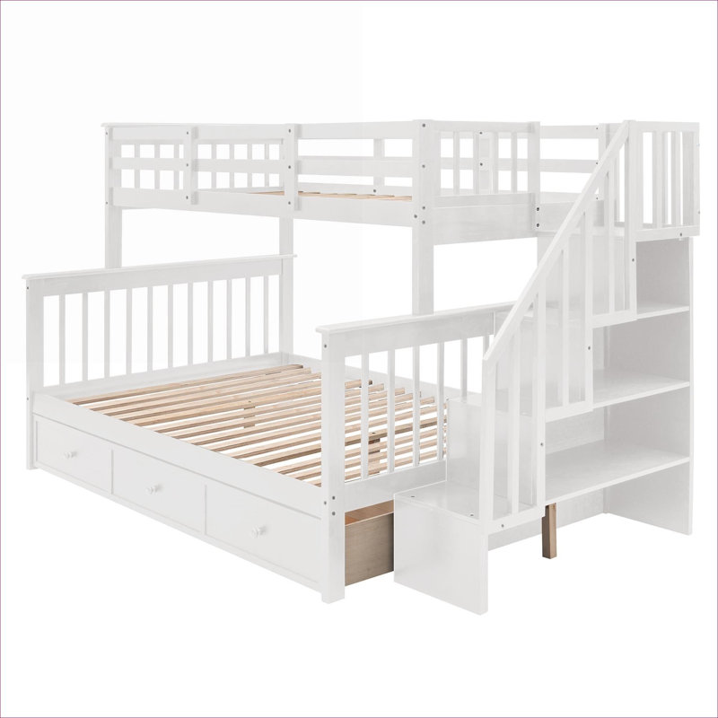 Cadre de lit superposé simple en bois massif avec lit double et lit double avec rangement intégré pour la chambre à coucher et le dortoir