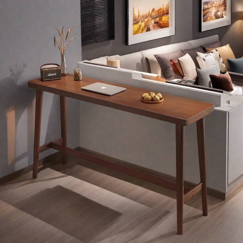 Simple modern solid wood bar table, 39.3"H x 78.7"L x 17.7"W