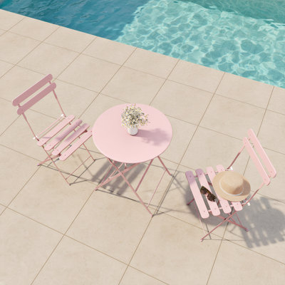 Ensemble de 2 tables bistro et chaises pliantes pliables pour l'extérieur / intérieur avec cadre de qualité supérieure pour balcon, cour