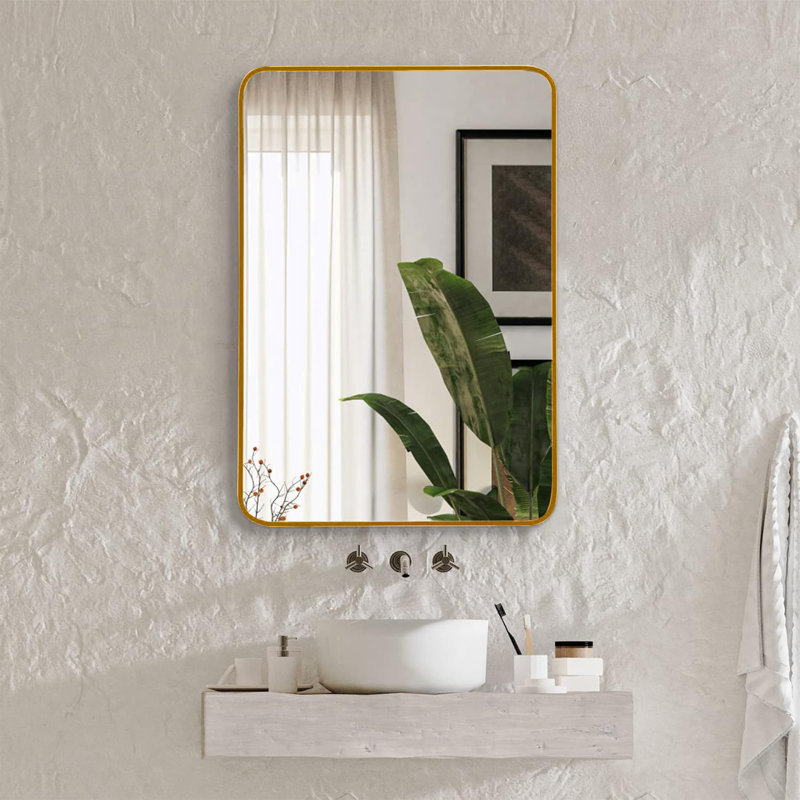 Miroir de salle de bain 22 ", Doré, Rectangle , 30 po x 22 po