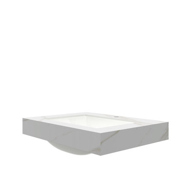 Comptoir de meuble-lavabo en pierre frittée or 30 po avec lavabo en céramique incrusté, sans armoire, robinet, agencement de couleur blanche et fabrication, profondeur de produit de 29,34 po, largeur de 19,33 po, hauteur de 8,9 po, poids de 48,98 lb, épaisseur