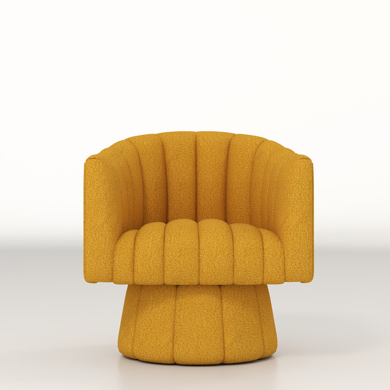 Murrow Upholstered Swivel Barrel Chair, Mustard Teddy
