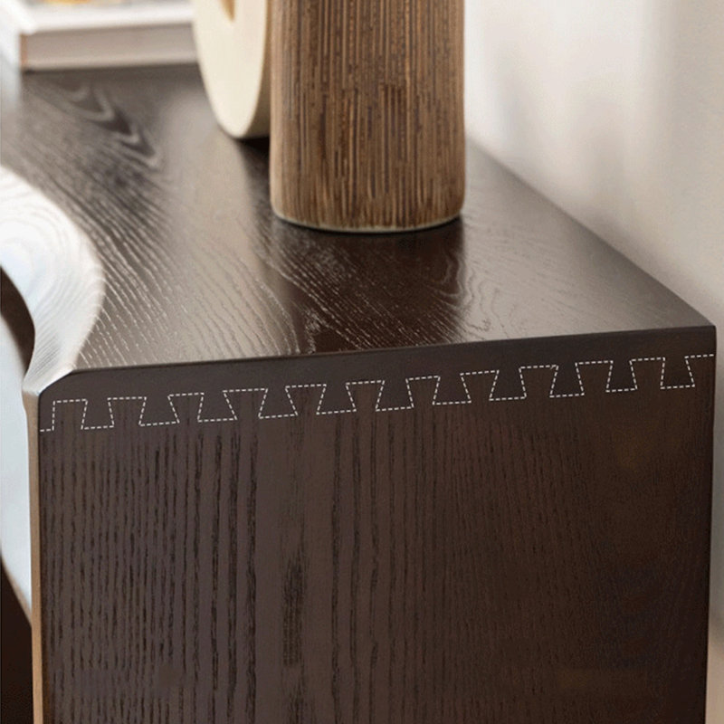 Nouvelle table basse vintage en bois massif de style chinois., H 29,5 po x l 59 po x P 11,8 po, Marron foncé