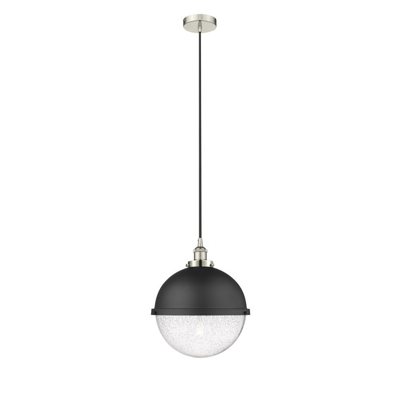 Luminaire suspendu simple à 1 lumière Laklyn, H 16,5 po x l 13 po x P 13 po, Bullé, Nickel poli