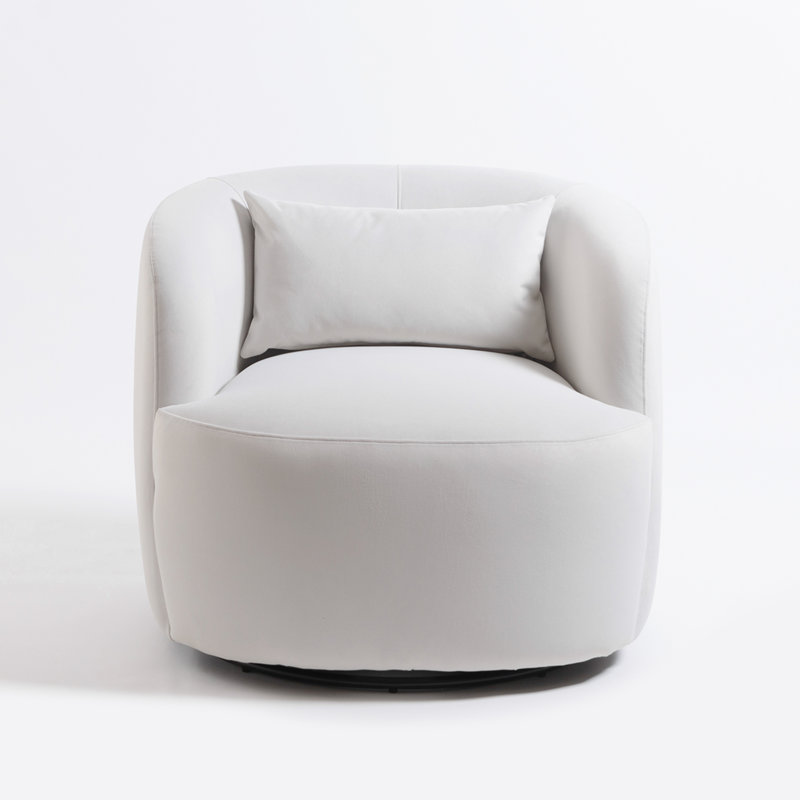 Fauteuil pivotant 33 po en velours Jaydin, Velours blanc cassé