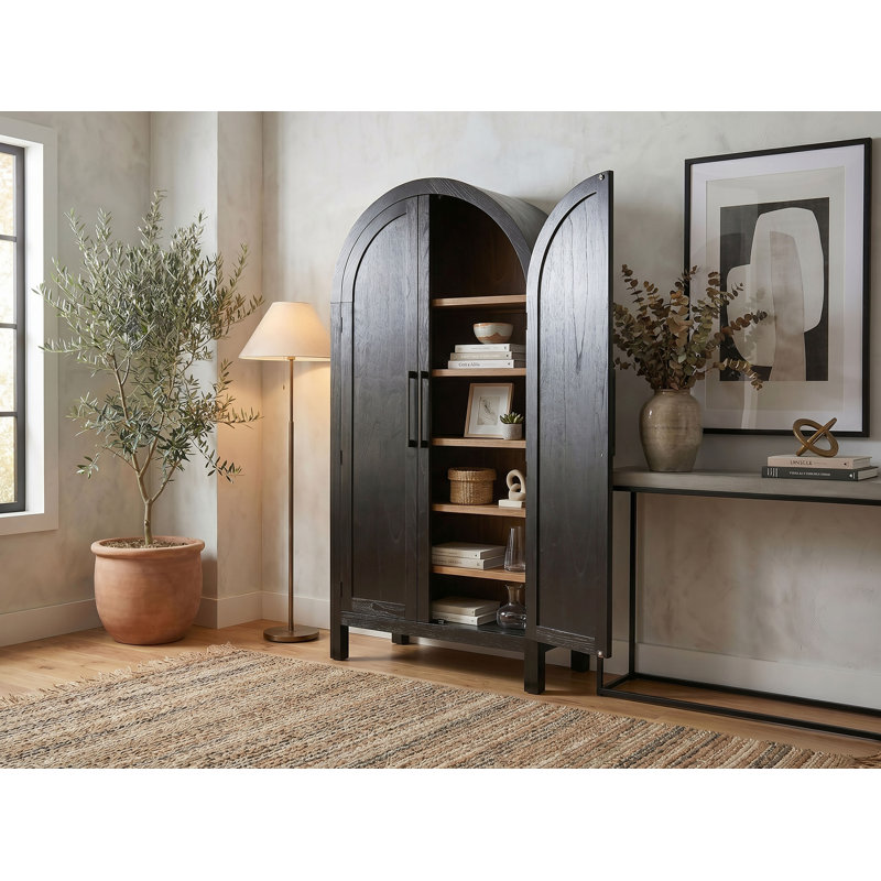 Black Assembled Storage Arch Cabinet
