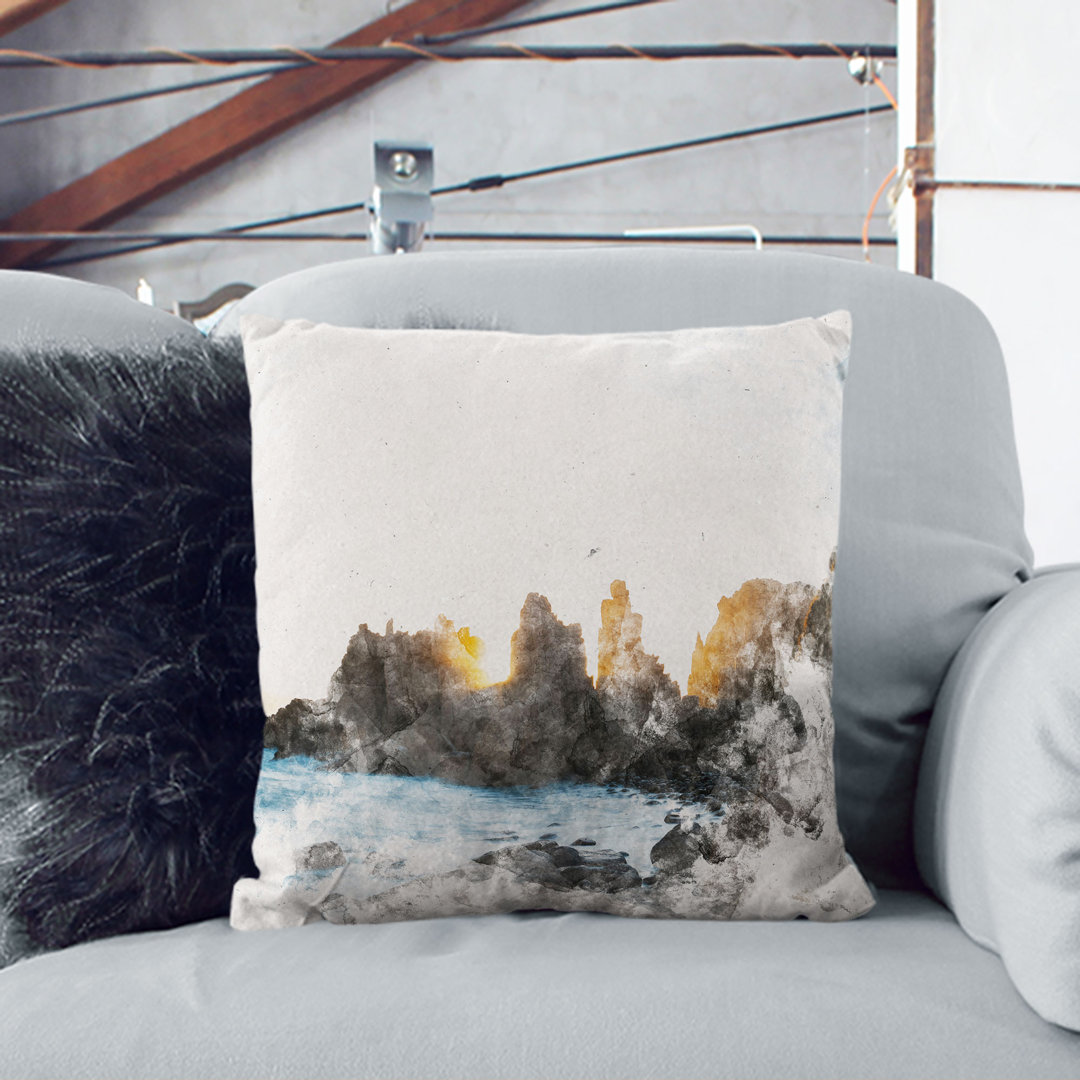 Phillip Island in Australia Watercolour Cushion with Filling