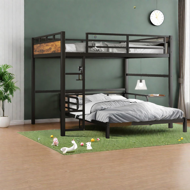 Lits plateforme en métal peu encombrants avec design en bois rétro pour la maison