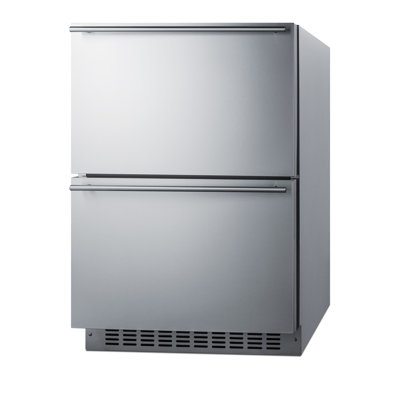 Summit 24” Two Drawer Refrigerator Freezer, 3.9 cu.ft. Capacity, Stainless Steel, Panel Ready Capable*- SPRF34D (*Panels not included)