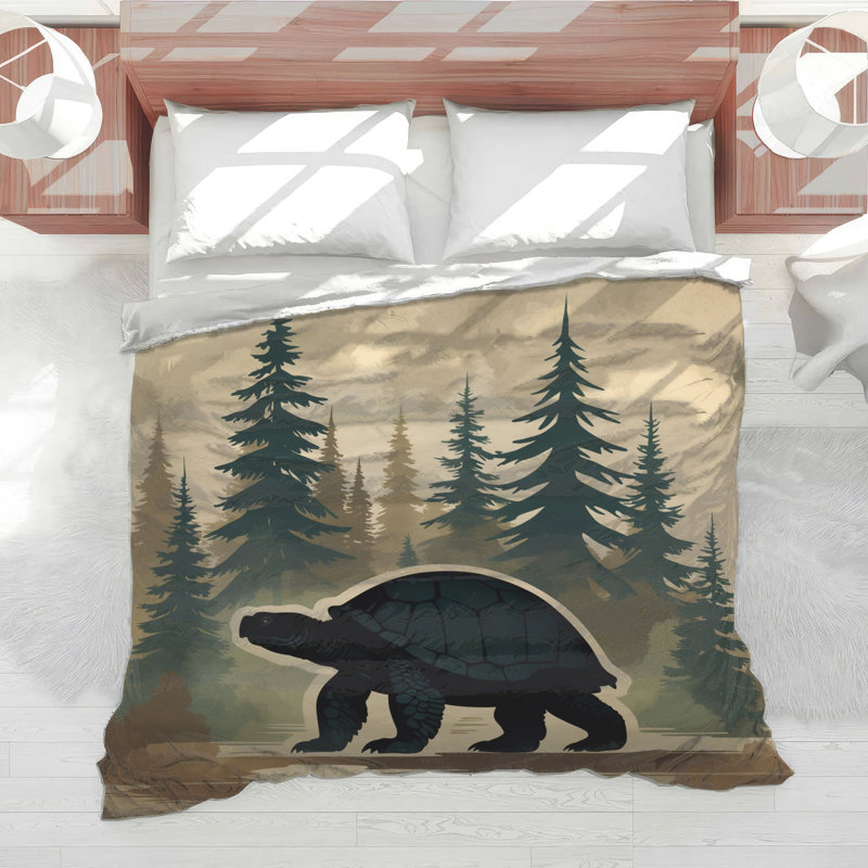 Édredon Tortoise In Forest Landscape, Lit simple
