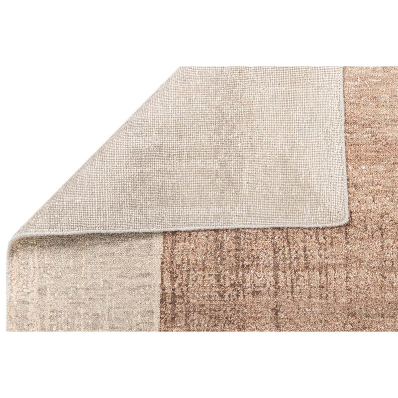 Hand Knotted Abstract Area Rug in Ivory/Blush, Rectangle 10' x 14'