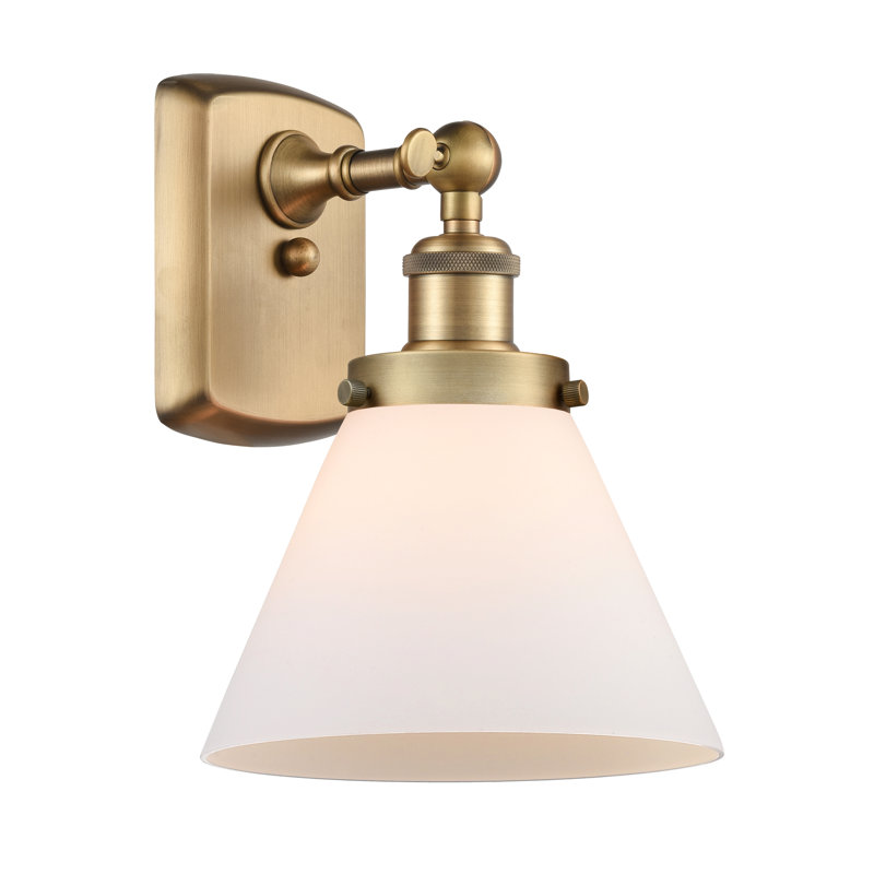 Applique murale 1 lumière 8 po Ballston Urban Cone , Blanc mat, Ampoule non incluse, Laiton brossé