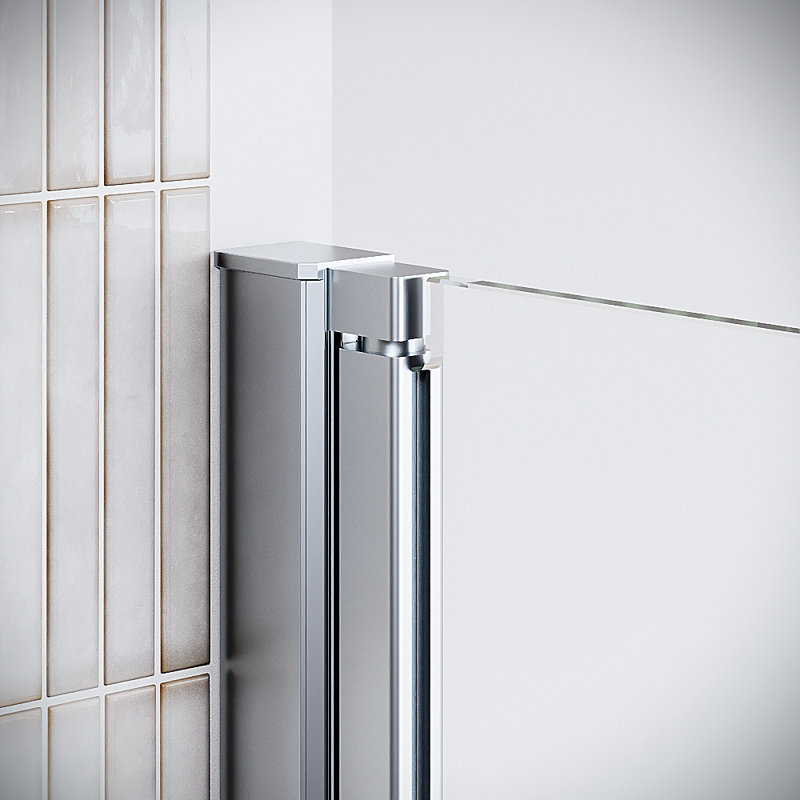 Porte de douche pliante semi-sans cadre 32 po x 76 po avec quincaillerie en chrome poli trempé 5/16 po CrystalTech Bidente