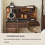 Coiffeuse vintage en noyer de 100 cm (39,37 po) avec armoire à tiroirs, armoire de rangement vitrée antipoussière et tabouret de coiffeuse