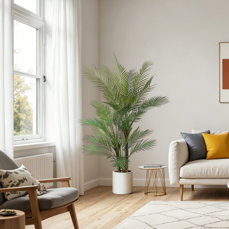 Astorga artificiel dans un pot en plastique blanc, faux Astorgas pour l'extérieur et l'intérieur, H 59,84 po x l 43,31 po