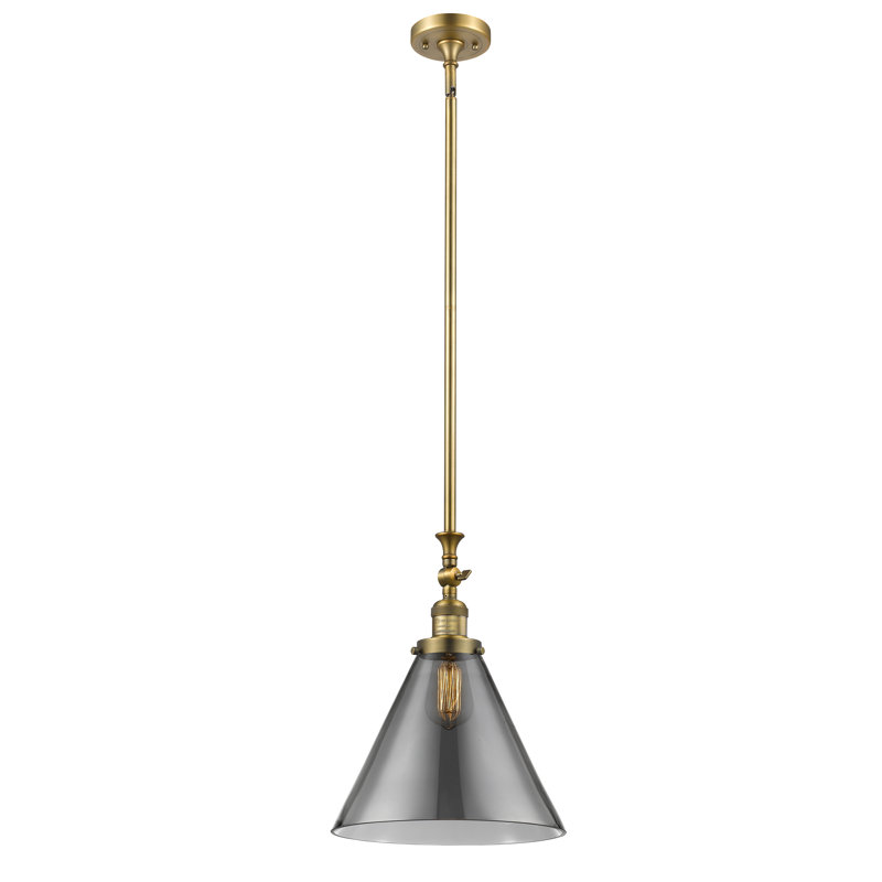 1 - Light Single Pendant, Brushed Brass, Plated Smoked, No Bulb Included